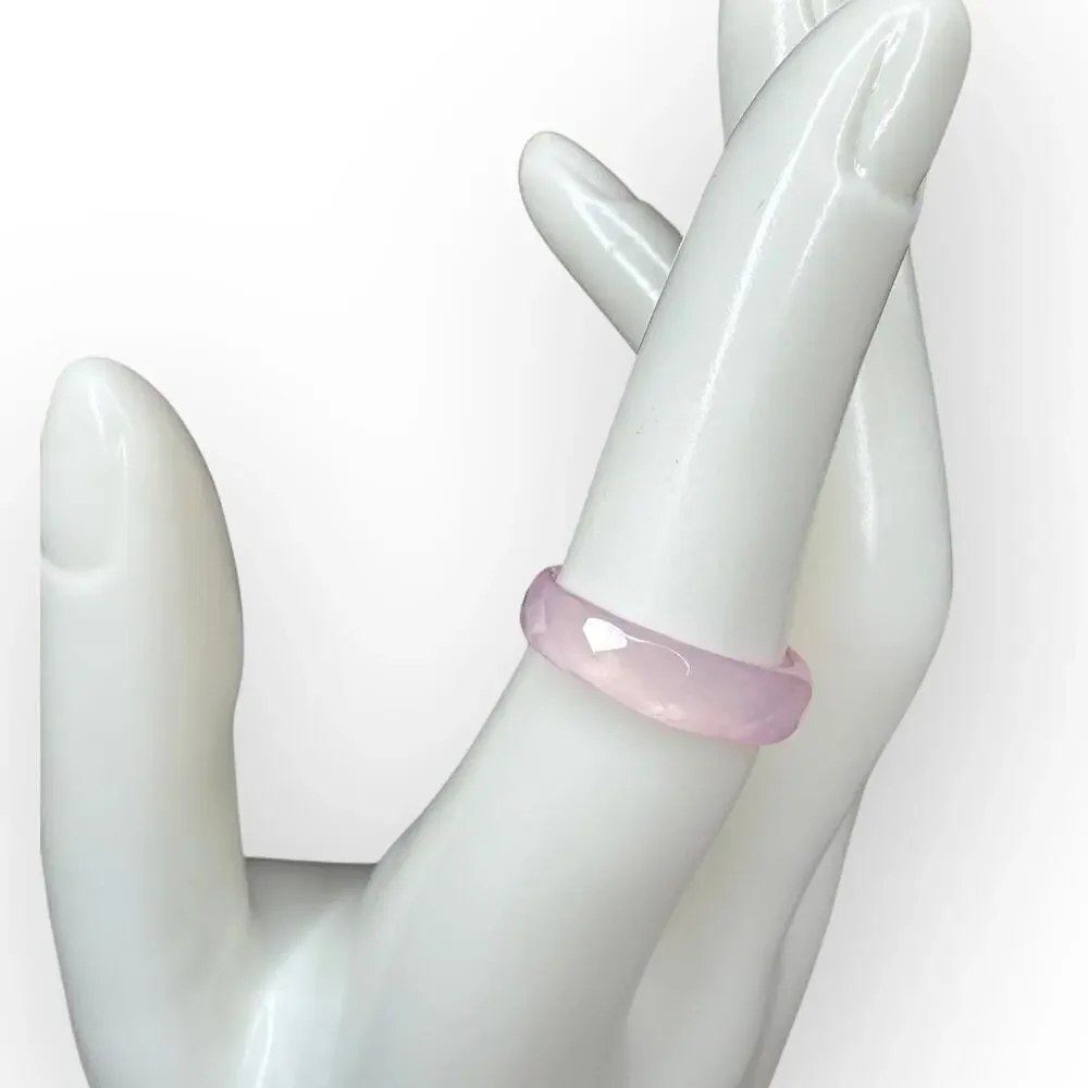 Vintage Pink Agate Stacking Ring‎ Size 6.5